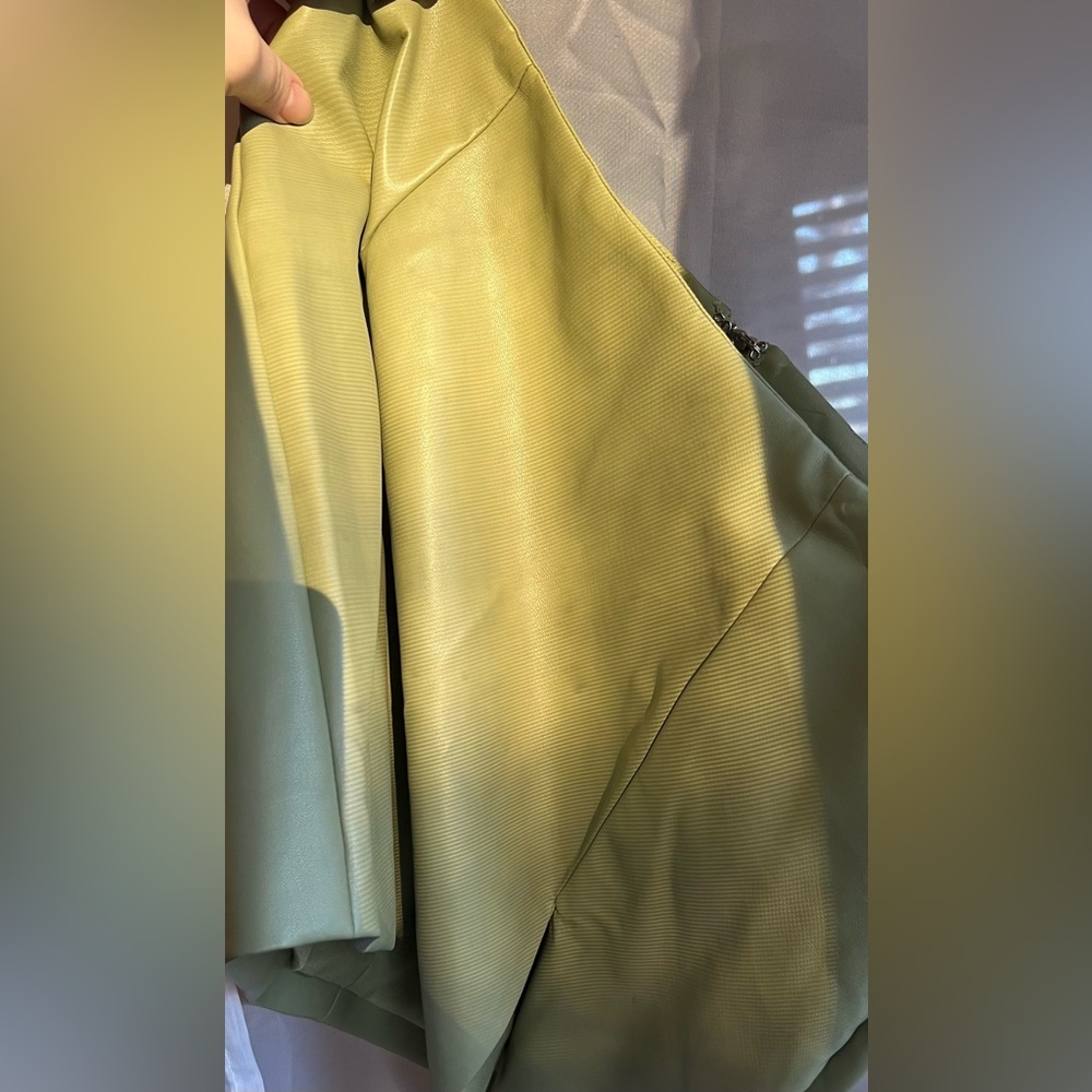 XL Large Green PU leather mini skirt